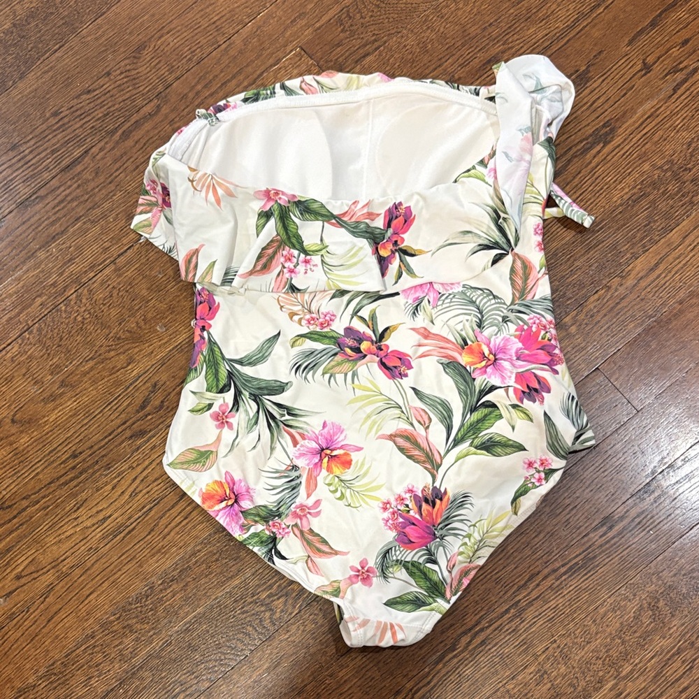 Kona Sol Floral One Piece Swimsuit - Pink and Green - Picture 2 of 3